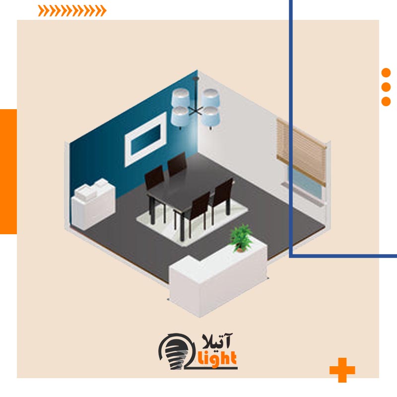 نورپردازی با لامپ LED در اتاق ناهارخوری