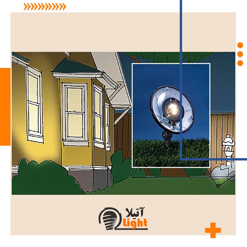 استفاده از چراغ های پروژکتوری در نورپردازی باغ ویلا