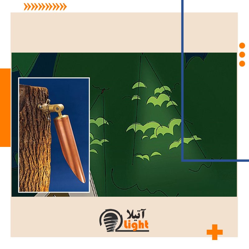 چراغ رو به پایین برای نورپردازی درختان ویلا