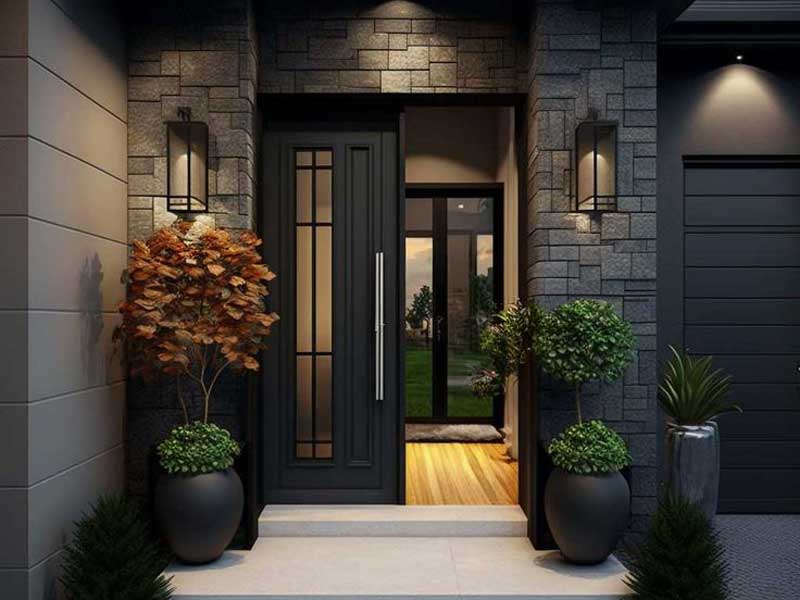 ایده نورپردازی ورودی ساختمان