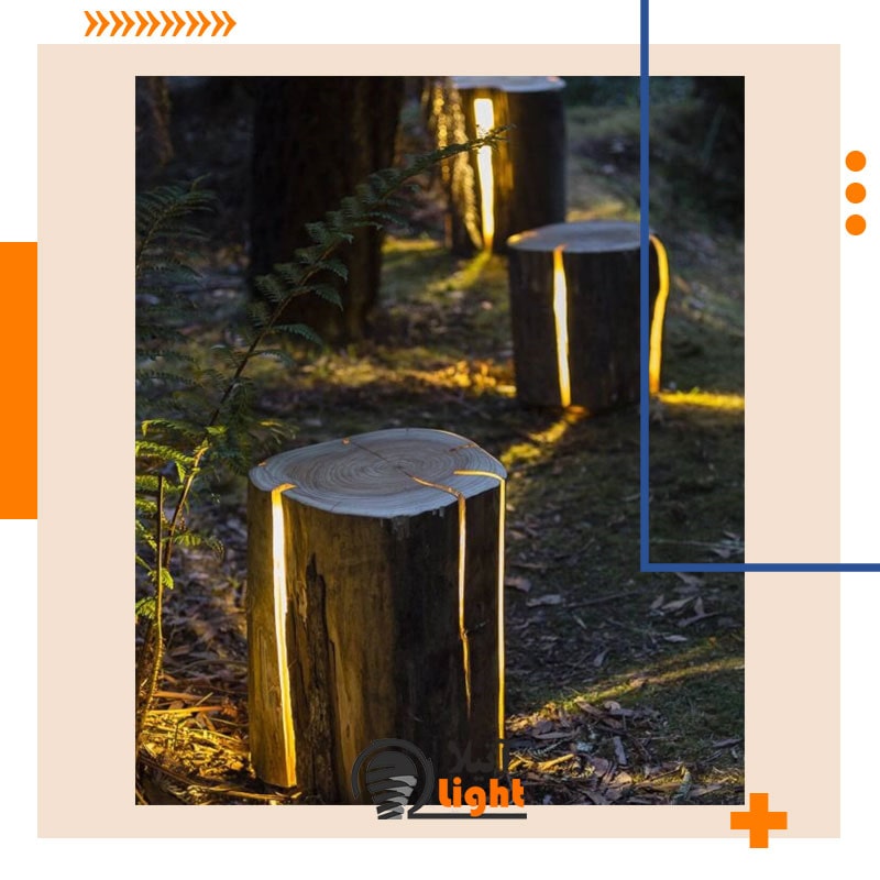 چراغ مسیر به شکل تنه درخت