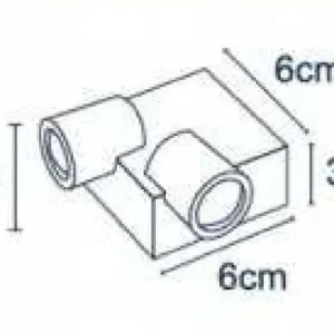 چراغ دکوراتیو یومربع90درجه دوطرفه1